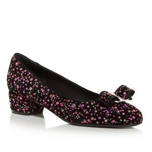 Salvatore Ferragamo Women's Vara Multicolor Paint Splatter Low Heel Pumps